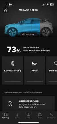 Anzeige Ladestand in der My Renault App